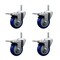 Service Caster 4 Inch Blue Polyurethane Swivel 58 Inch Threaded Stem Caster Set with Total Lock Brake SCC-TSTTL20S414-PPUB-BLUE-58212-4 - alternate 1